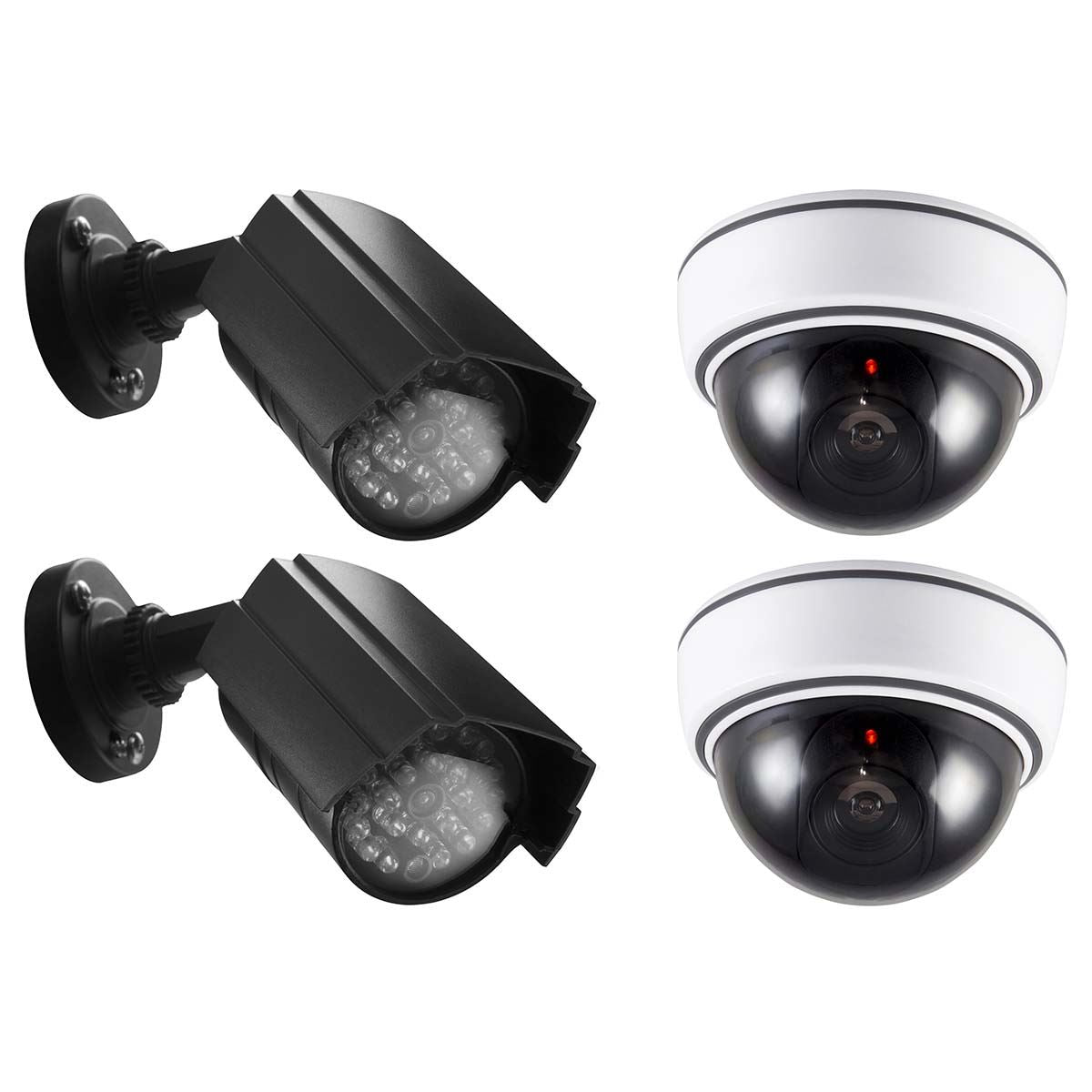 Alecto Complete Home Dummy Security CCTV Fake Camera Kit with 4 Cameras 2x Dome Type 2x Outdoor Type | IP44 | White