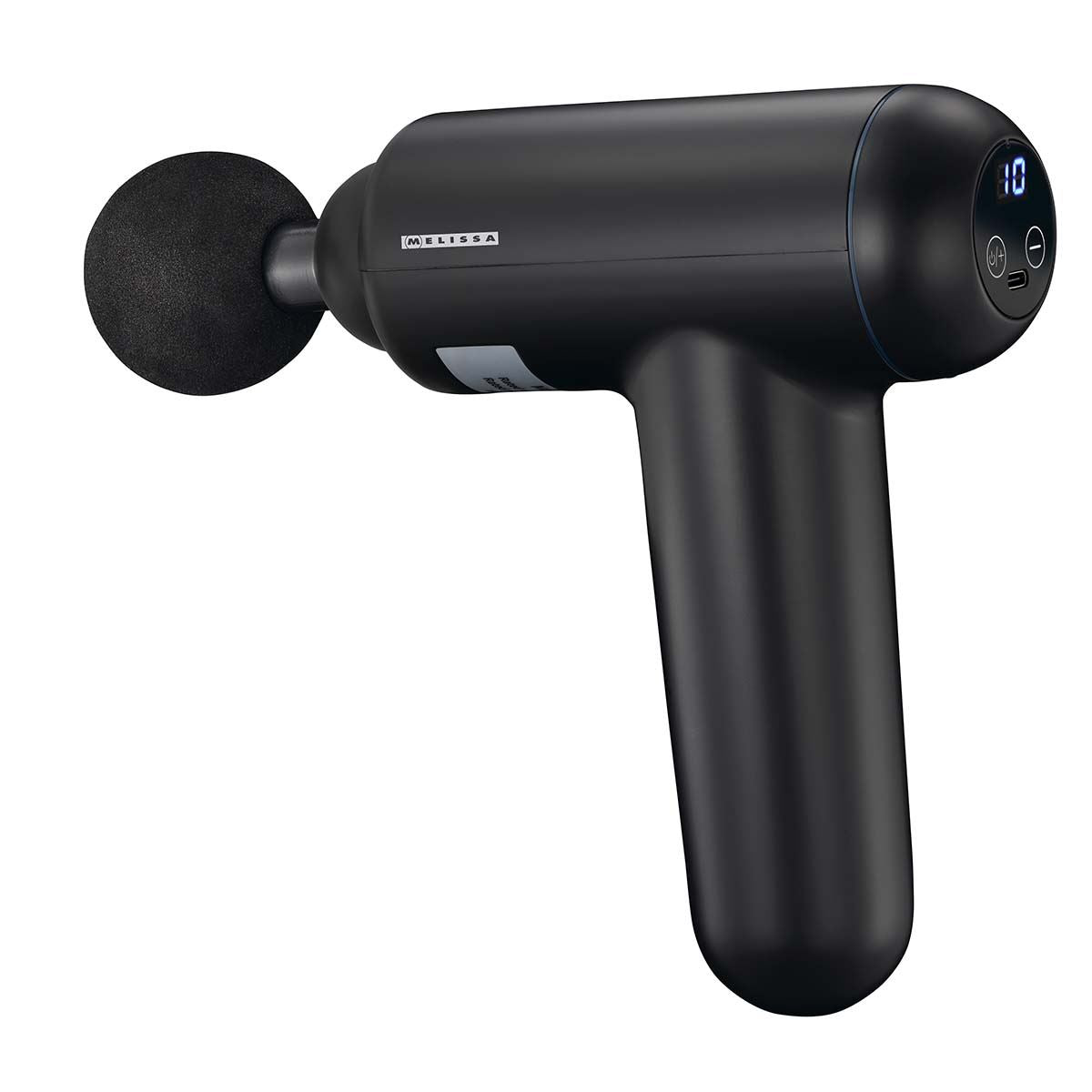MELISSA Massage Gun, LED,  32-Speed with 4 Attachments, Brushless Motor for Muscle Recovery & Relaxation, Triangular Handle, Rechargeable - Black