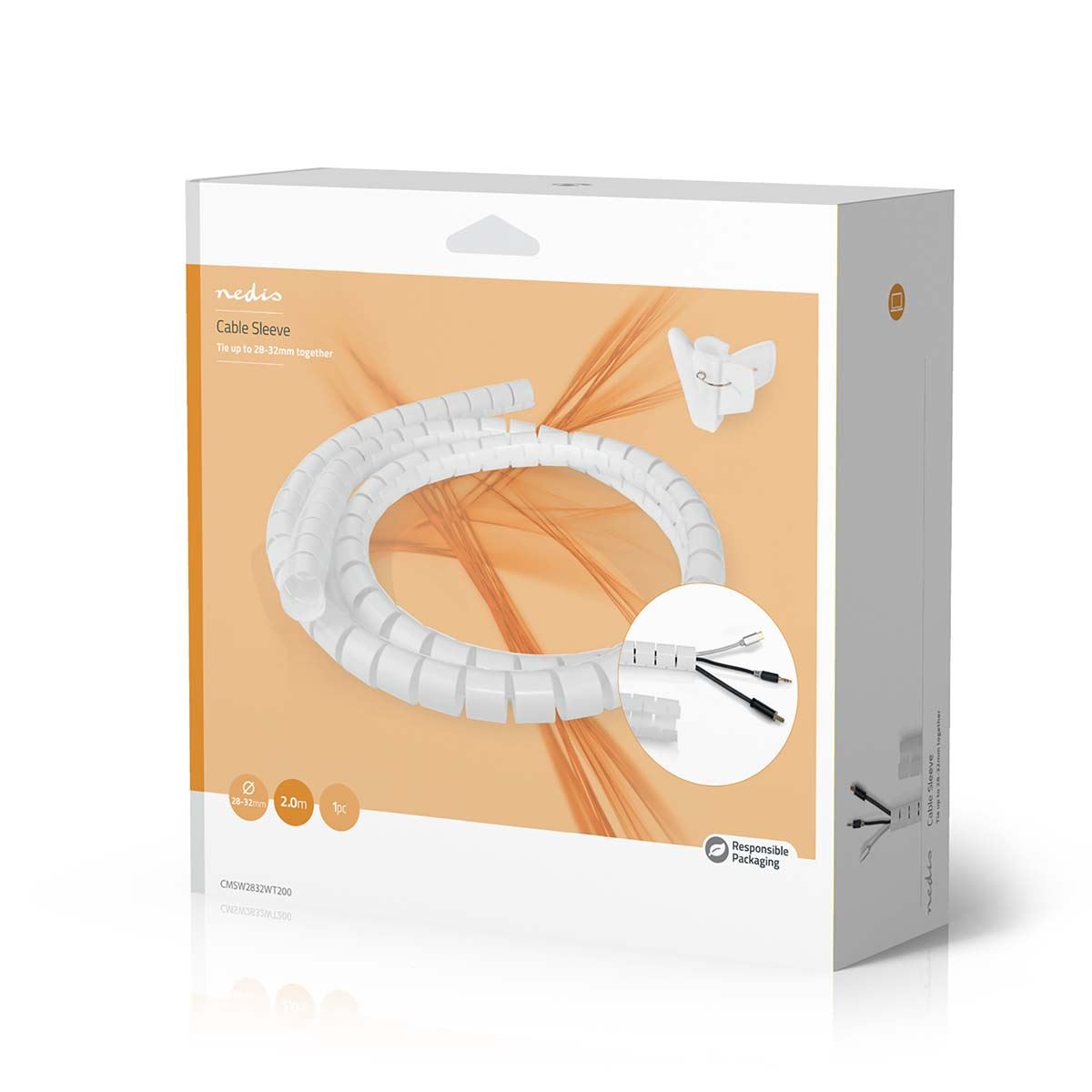 Nedis Cable Management | Spiral Sleeve | 1 pcs | Maximum cable thickness: 32 mm | PE | White