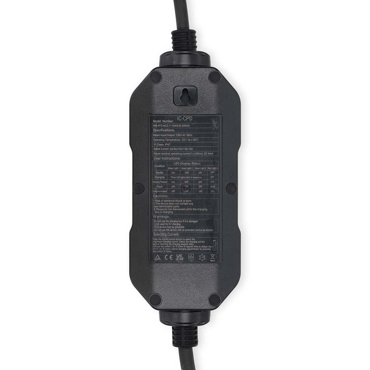 Nedis Electric Vehicle Portable Charger | UK | AT-N05V3V3-F 3G1.5 | 1380 / 2300 / 3680 W | 6 / 8 / 10 / 13 / 16 A | 1 Phase | 5.00 m | Black