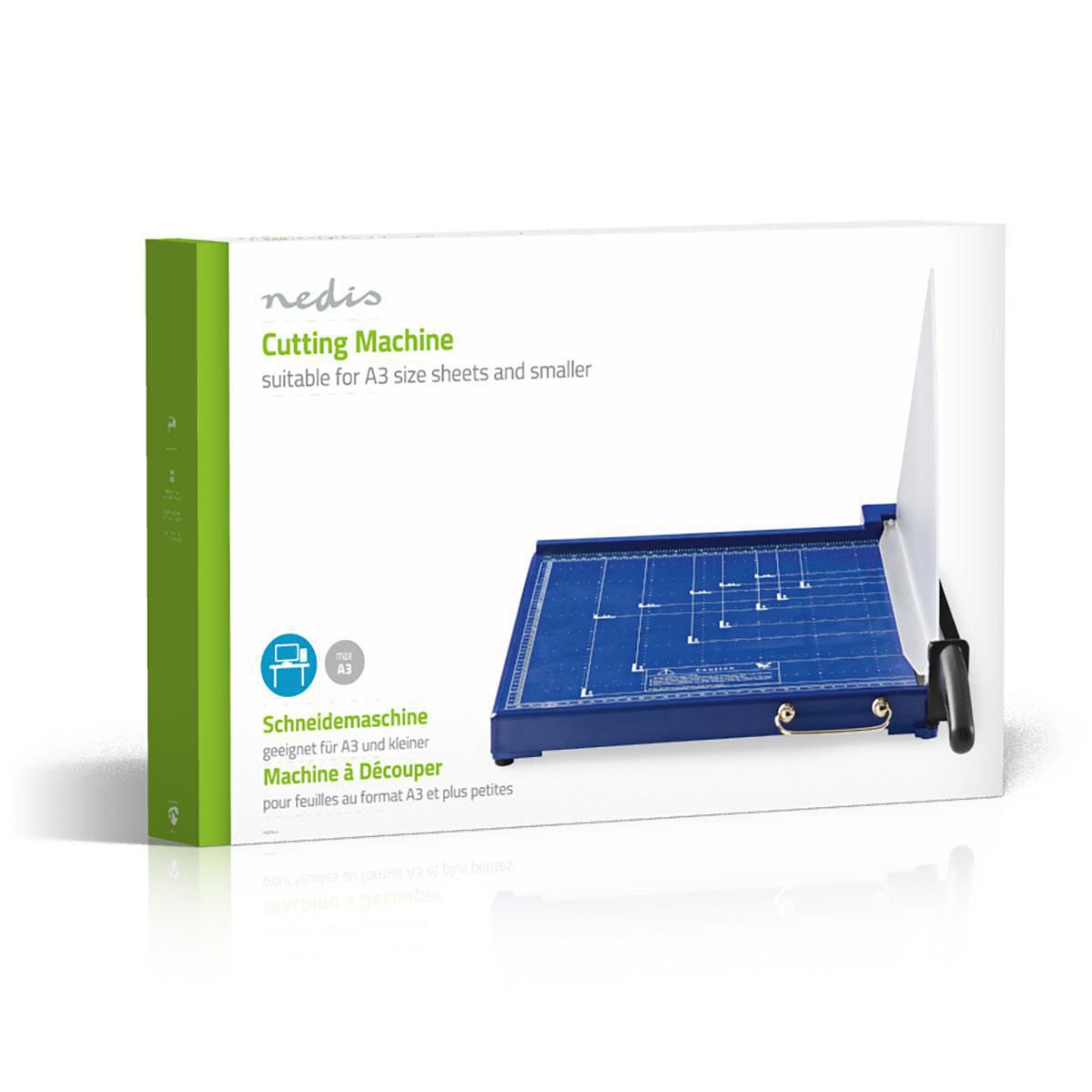 Nedis Paper Cutting Guillotine Machine ideal for Office, Crafting, Photo's etc Max. cutting size: 297 x 420 mm | Metal | Black / Blue