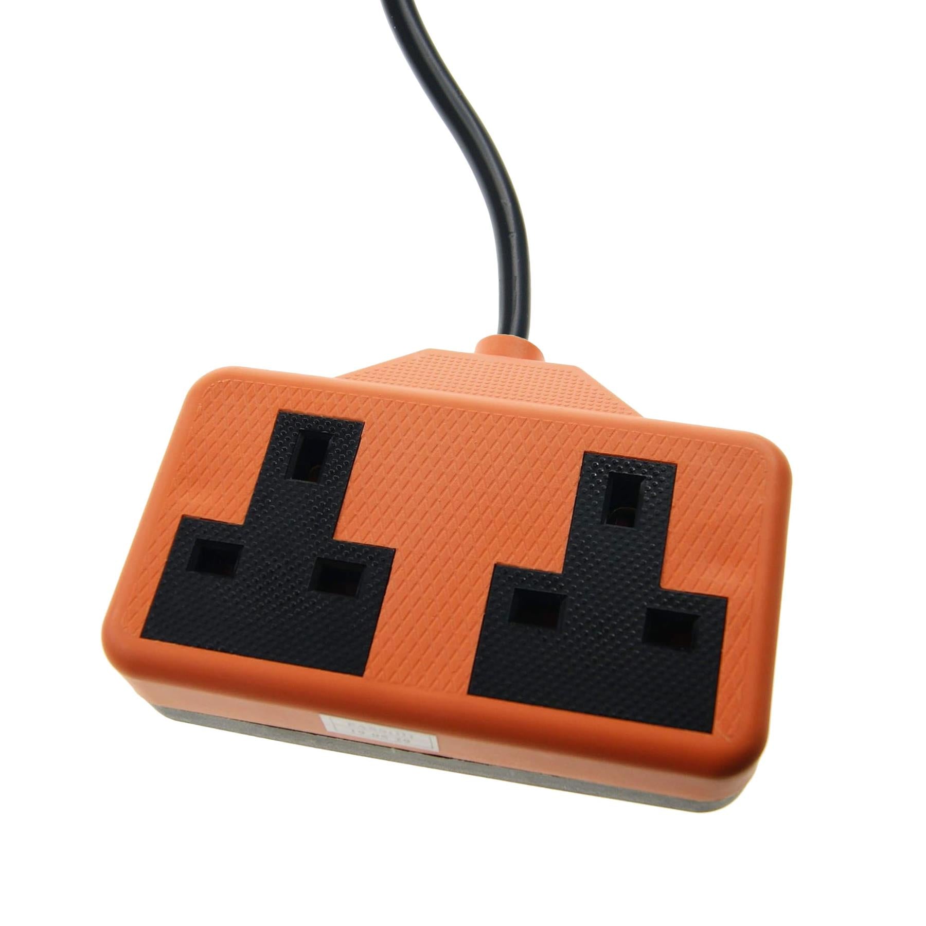 Euro EU French 0.8m Schuko Plug to 2 Gang Orange 13A UK Socket Hybrid Generator Adapter Fly Lead for Caravan Motor Home