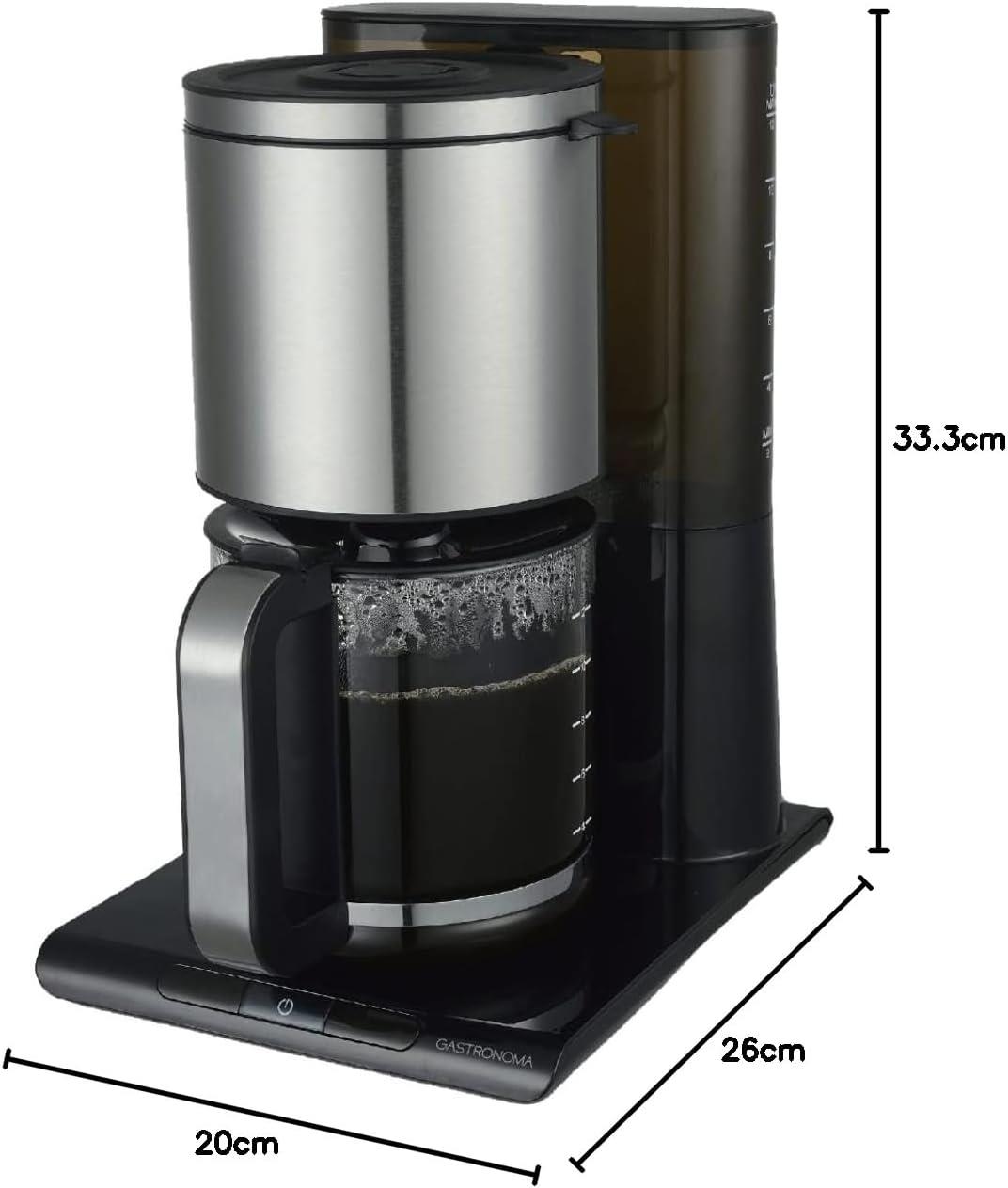 Gastronoma Drip Coffee Maker Machine 12-cup 1.5L Filter Coffee Machine with PTC Keep Warm Heating - Black / Stainless Steel