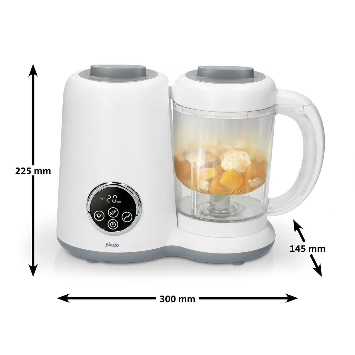 Alecto 5-in-1 Baby Food Maker, One Step Baby Food Processor Blender Grinder Puree Maker, Blend, Warm, Sterilize, Steam Cook, BPA-Free