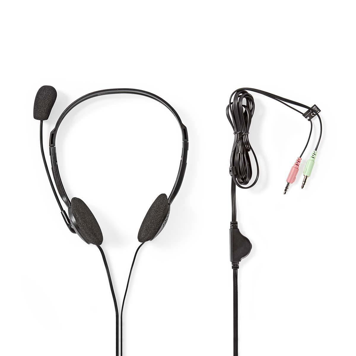 Nedis PC Headset | On-Ear | Stereo | 2x 3.5 mm | Fold-Away Microphone | Black