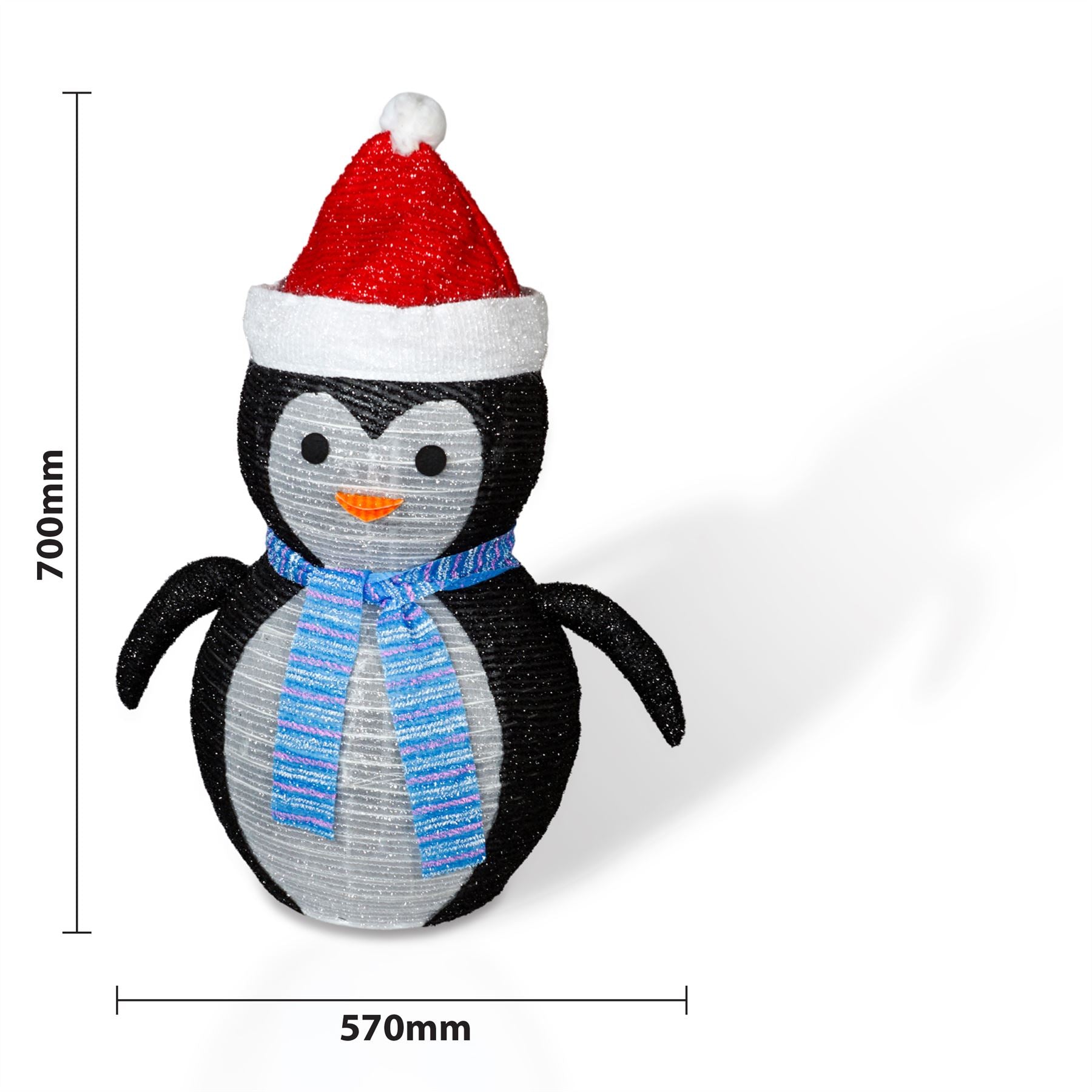 Outdoor Light Up 70cm Collapsible Christmas Penguin Decoration with 45 LED's, Timer and Battery Operation