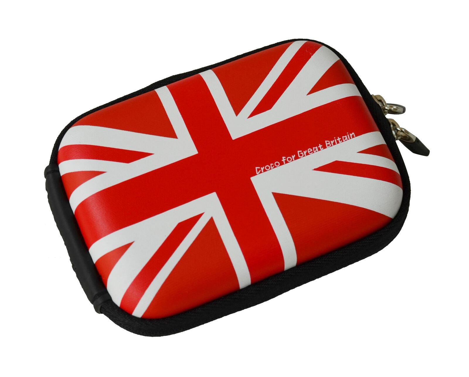 Croco Union Jack Flag Tough Case Shock/Water Proof for a Digital Cameras [Small] - Red
