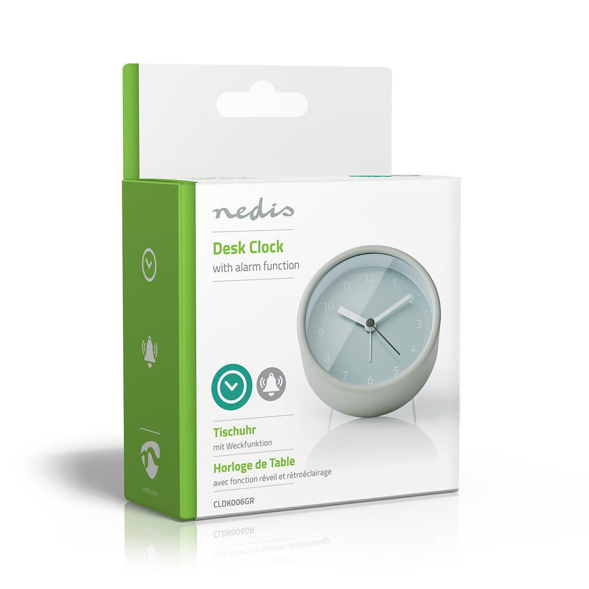Nedis Analogue Desk Alarm Clock with Snooze function | Green