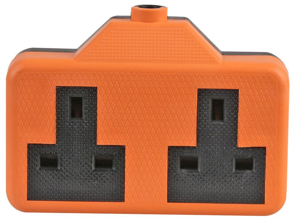 2 Gang High Impact Trailing Mains Powet Extension Socket, 13A - Orange