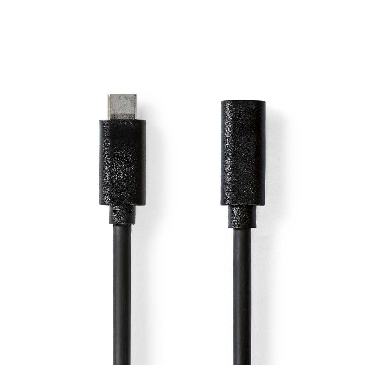 Nedis USB Cable | USB 3.2 Gen 1 | USB-C™ Male | USB-C™ Female | 60 W | 4K@60Hz | 5 Gbps | Nickel Plated | 2.00 m | Round | PVC | Black | Label