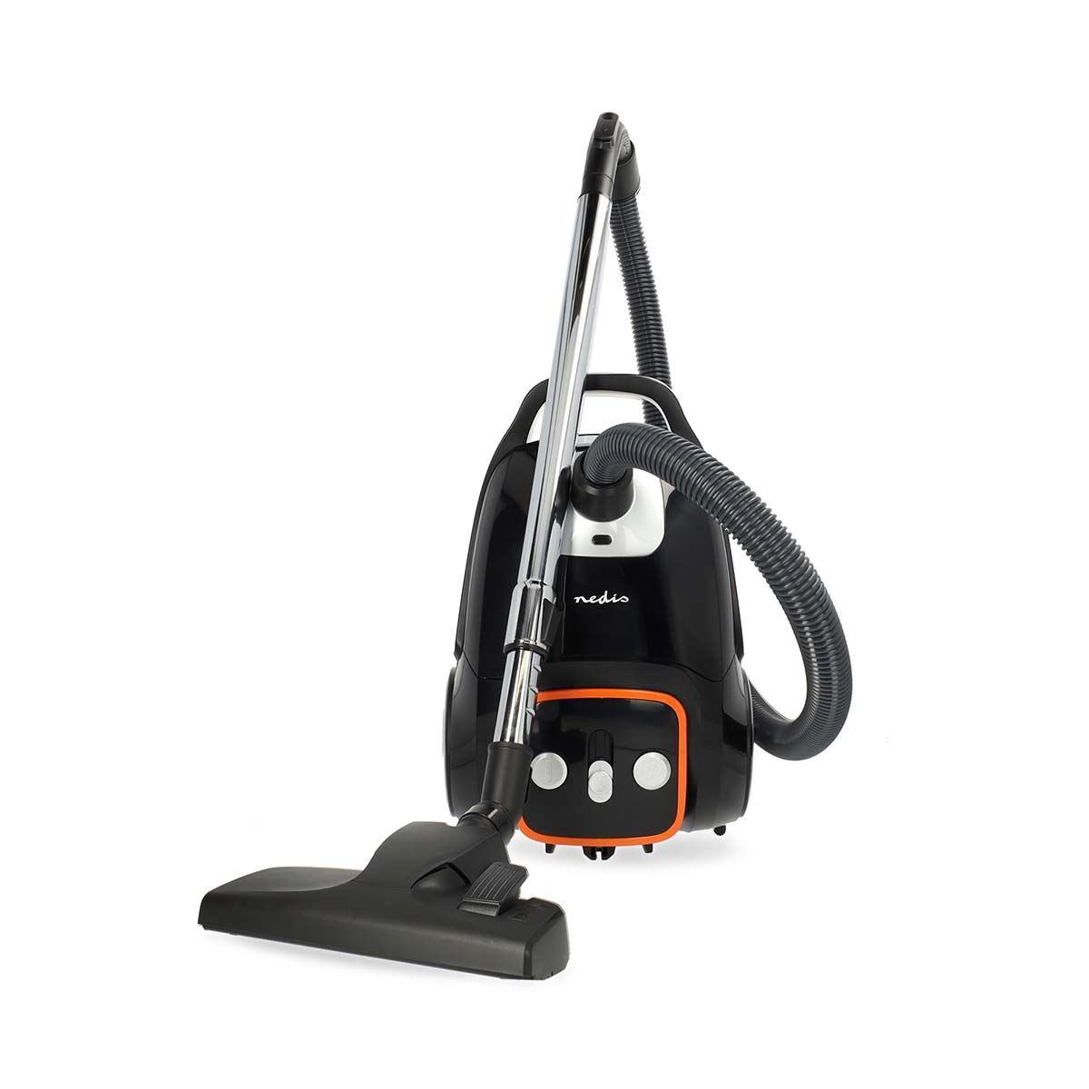 Nedis Vacuum Cleaner | With Bag | 700 W | Dust capacity: 3.0 l | Combi Brush | Action radius: 9.00 m | Vacuum cleaner suction control | Hepa 13 | Anthracite / Black / Orange