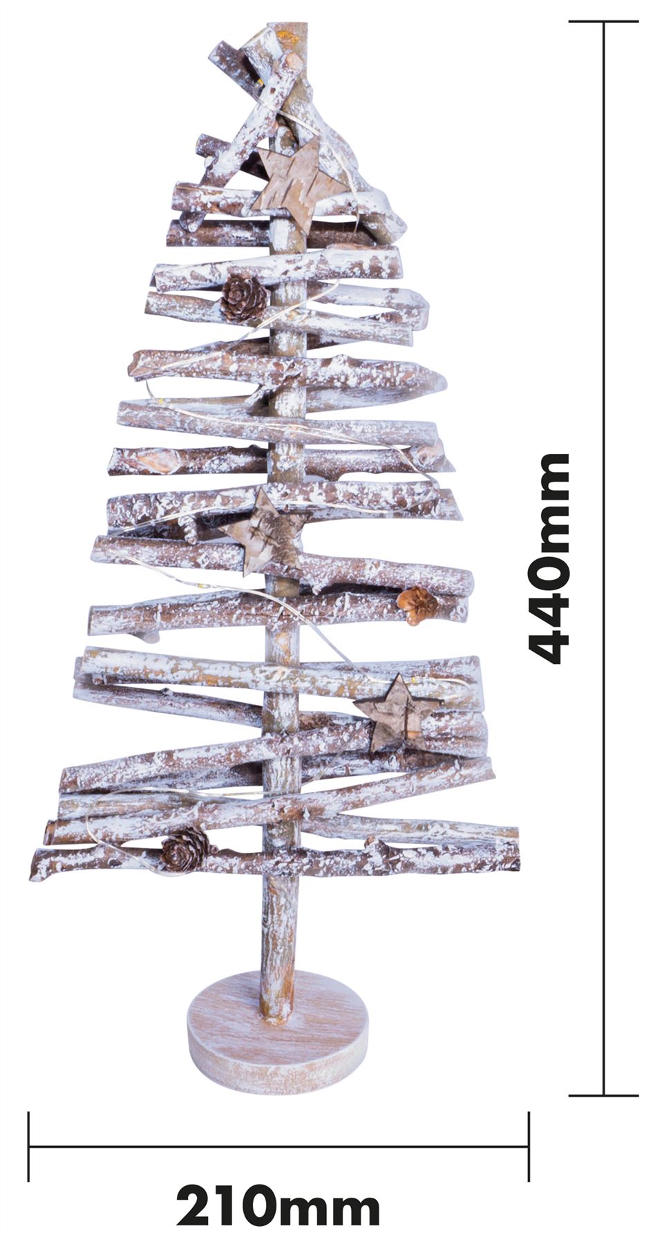Battery Powered Birch Wood Christmas Tree Light Effect with LED String Lights
