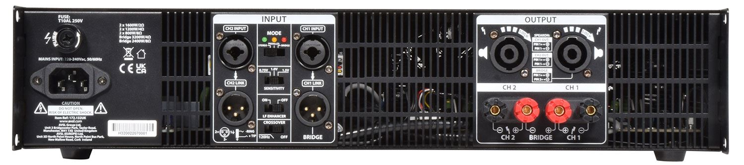 Citronic H3200 Hybrid Class-H Rack Mount Power Amplifier 2 x 1200W @ 4ohm 2U
