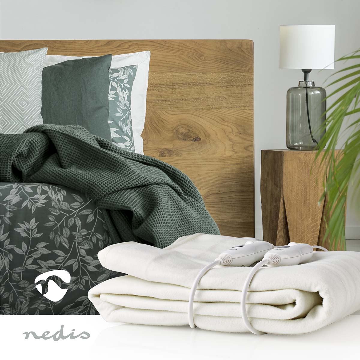 Nedis Heated Blanket, Underblanket 160 x 140cm, 2 Person, White, 3 Levels, Timer Auto-Off, Machine Washable, Soft and Full Body Warming, Sofa Bed Office Use, Warm blanket, Electric throw