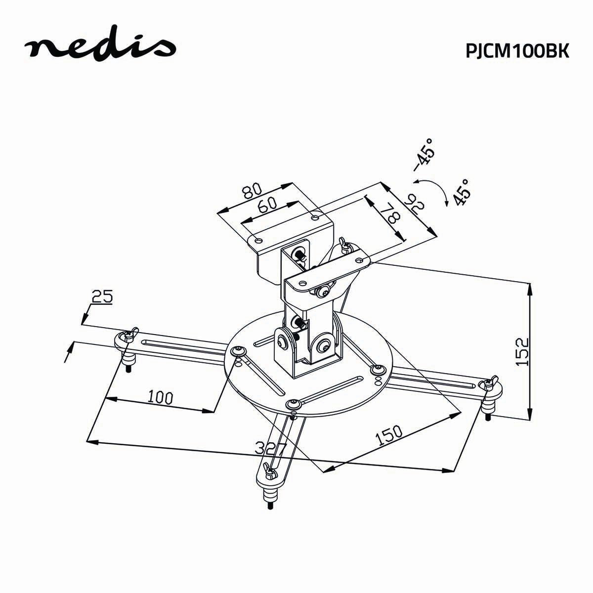 Nedis Projector Mount | Full Motion | 10 kg | Rotatable | Tiltable | Steel | Black