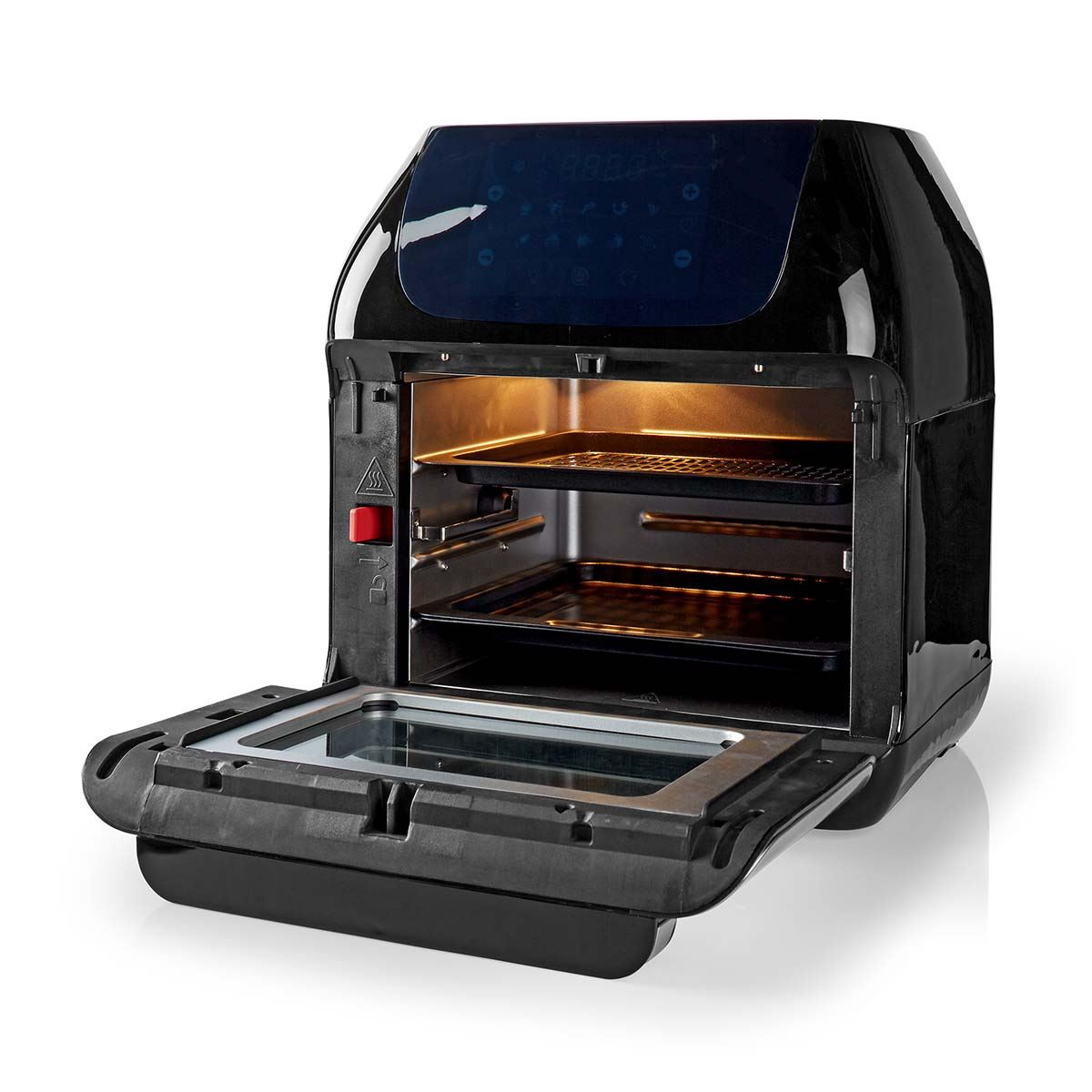 Nedis 12L Hot Air Fryer Mini Oven XXL Multifunctional 9-in-1 with Rotisserie, 9 Pre-Set Programmes, & Timer, 1500W