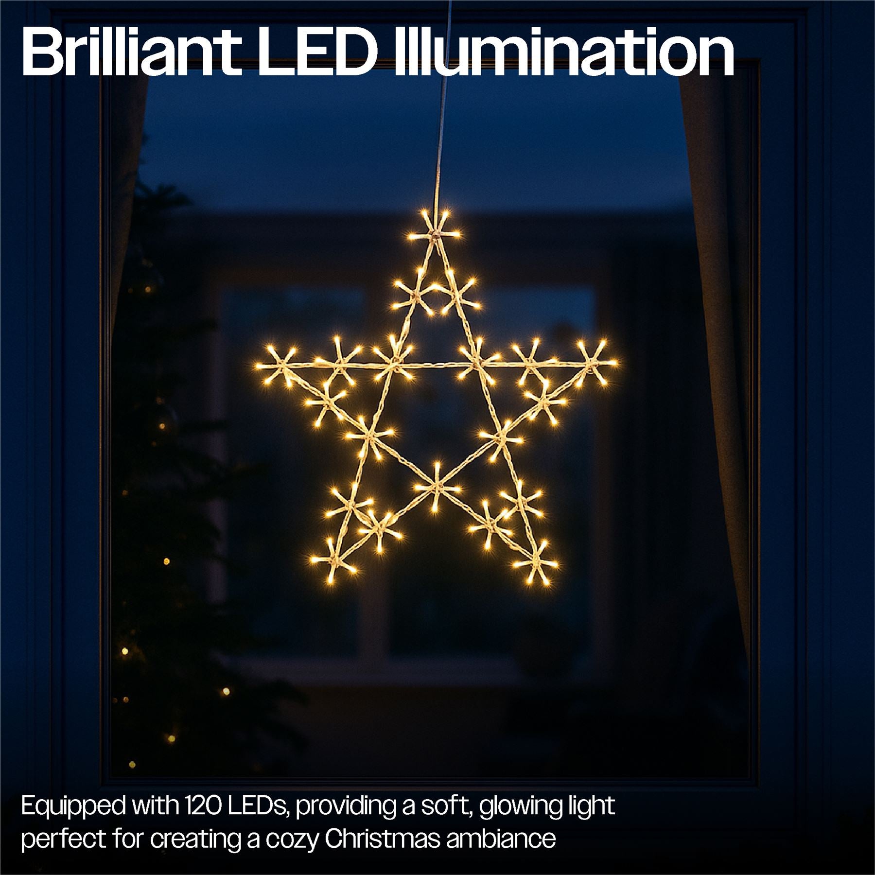50cm Warm White LED Christmas Festive Holiday Decoarative Metal Star