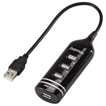 Image of Hama USB 2.0 Hub 1:4, bus-powered, black