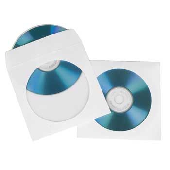Hama CD/DVD Protective Paper Sleeves, white, pack of 50