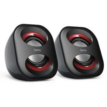 Image of Hama 6w 3.5mm Speakers Laptop Portable Sound Music Desktop TV Speakers Black/Red