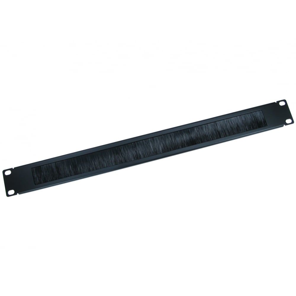 19 Inch Brush Strip Cable Management Panel, Sturdy 1U Rack Mount Brush Plate with Black Bristles
