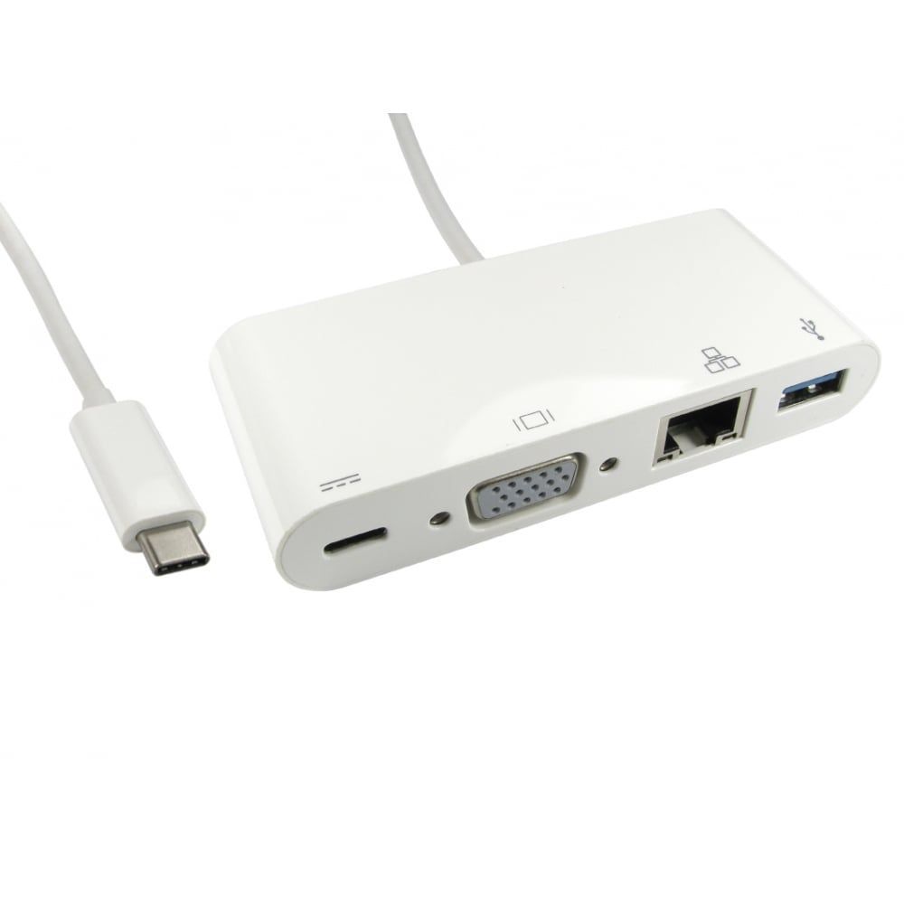 Image of 15cm Leaded USB Type C to VGA, USB & Gigabit Adapter with PD Function