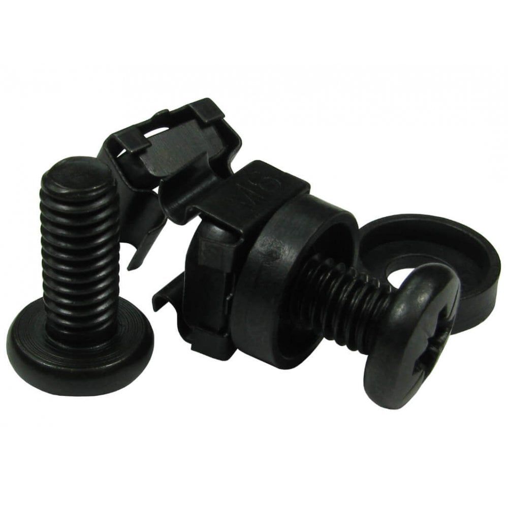 50x Cage Nut M6 (6mm) Mounting Screws for Server Rack Cabinet Rack Mount Bolts 50pcs - Black