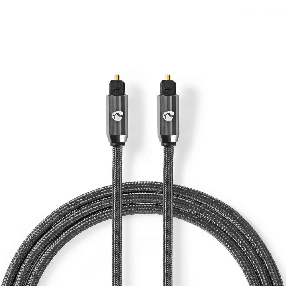 Image of NEDIS Profigold Digital Optical TosLink to TosLink Cable, Cotton Braided Fibre Optic Audio SPDIF Lead with Gold Plated Connectors...