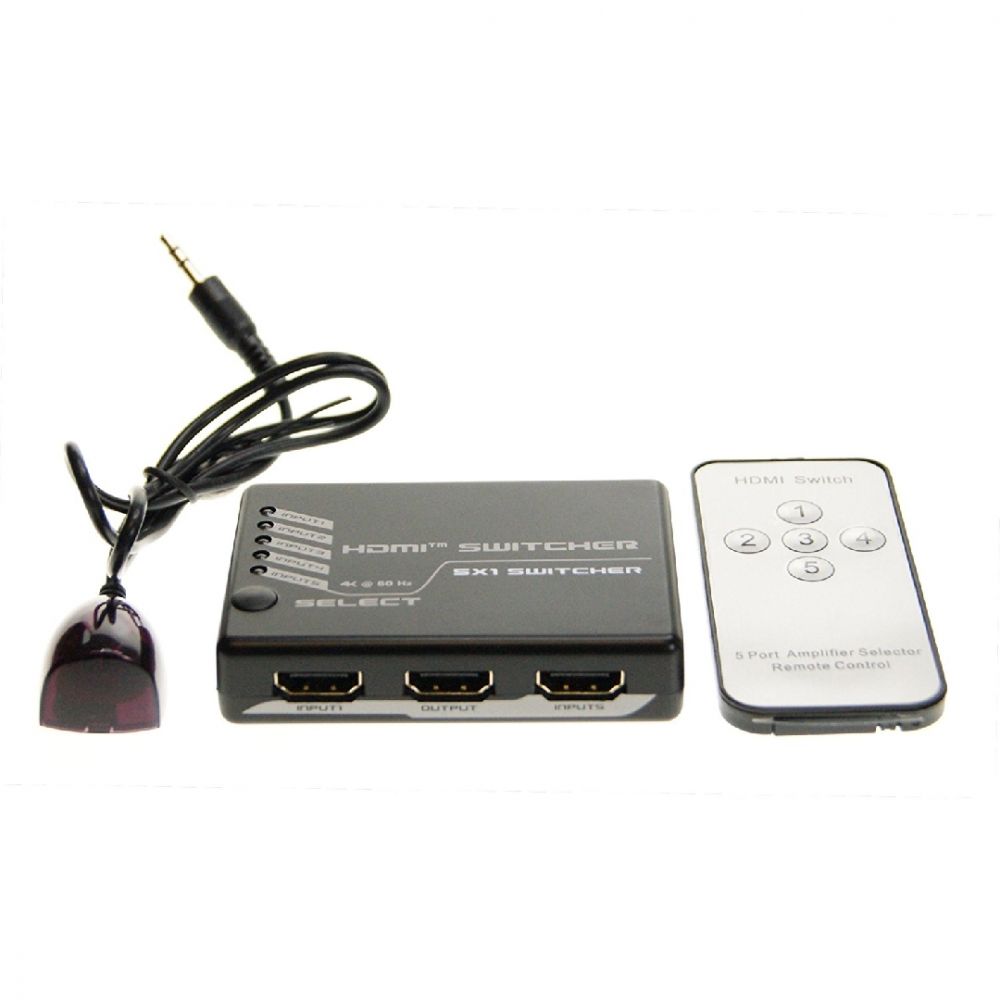Image of Ex-Pro 5 Port HDMI IR Switch Switcher 5x1 v2.0 HDCP 2.2 Ultra HD UHD 4Kx2K UK