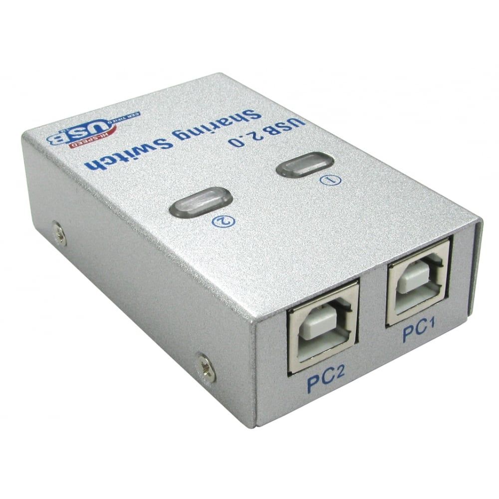 Image of USB 2.0 Mini Manual Share Switch - 2 Way Port Splitter 1 Printer Device to 2 PCs