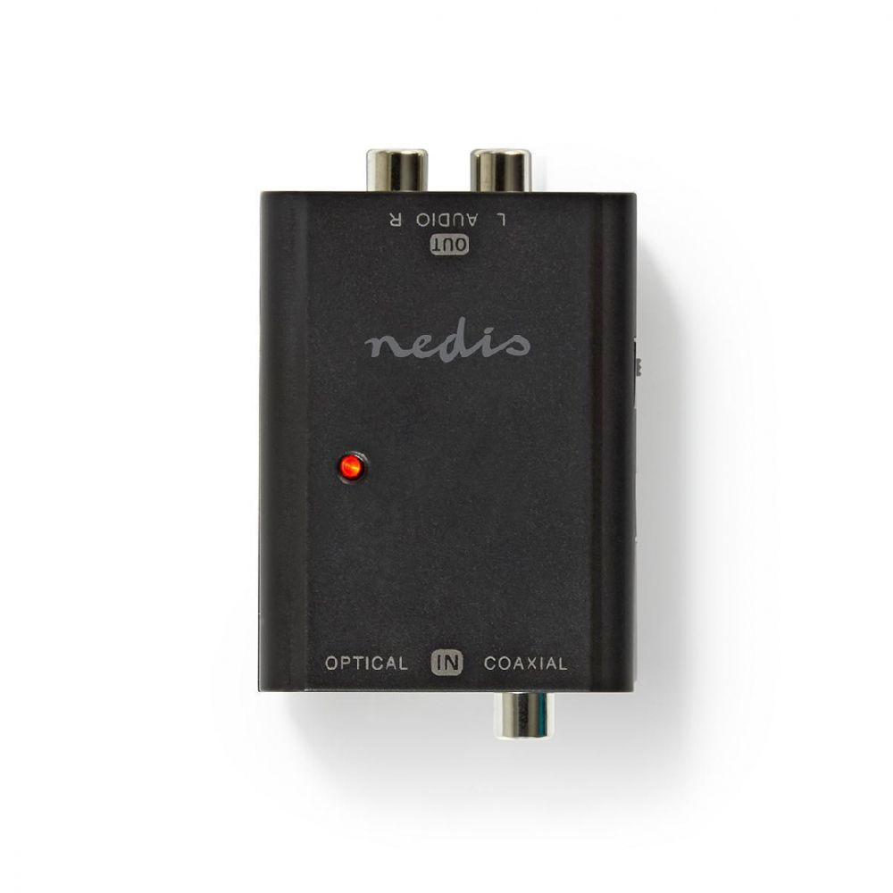 Image of Digital to Stereo Audio Converter, RCA (S/PDIF) + TosLink Optical to 2x RCA (Stereo L/R) Converter Adapter with Mains Power Cable,...