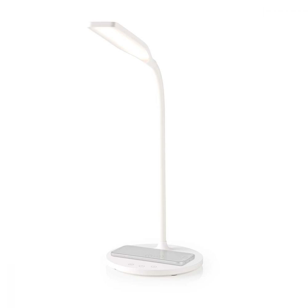 Nedis Sleek LED Dimmable Desktop Reading Light Lamp Qi 15w Wireless Fast Charger - White