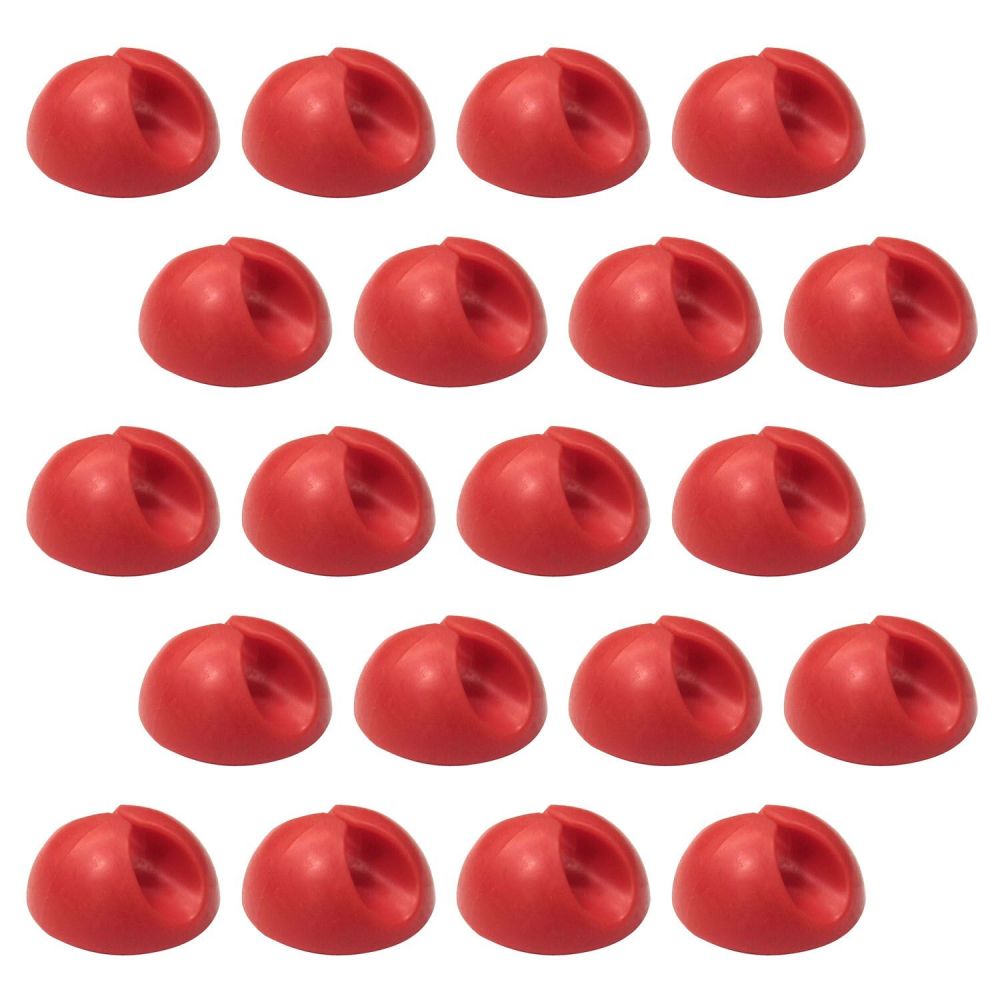 20 Pack Single Cable Desk Tidy Clips, Self Adhesive Cord Holder Clips for USB Power Wire PC Office Home, Red