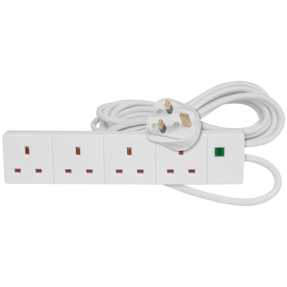 Image of Mercury 4-way Extension Lead Surge Protection 5M For PC TV HI-FI Protection