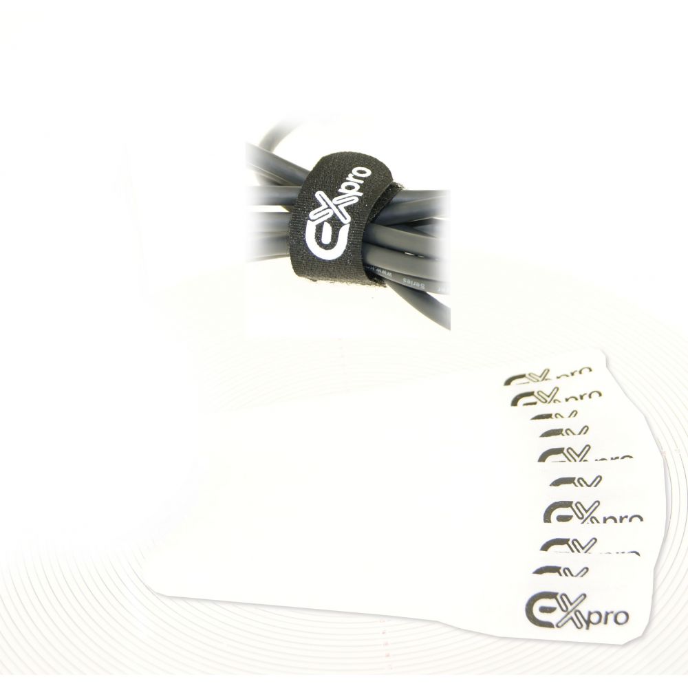 Image of Ex-Pro® Reusable Velcro Hook & Loop Self-Gripping Cable Ties 150mm x 20mm - 10 Pack White [Bulk Pack] [Bulk Pack]