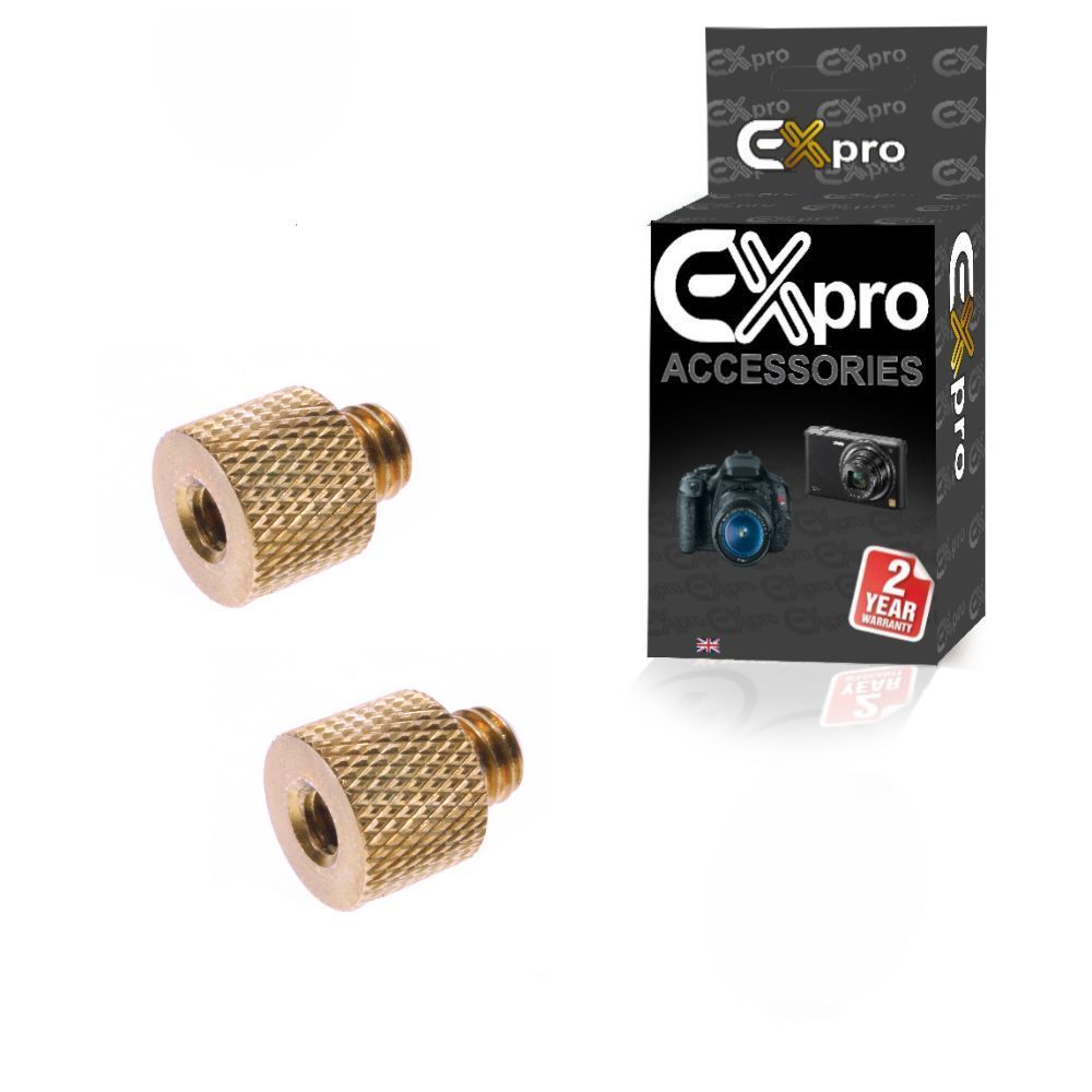 Ex-Pro 1/4" inch Female to 3/8" inch Male 20mm Brass Tripod Thread Adapter - Pack of 2