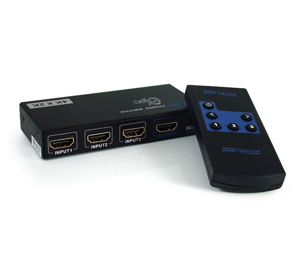 Image of Ex-Pro® AV-Pro 3 Port HDMI IR Remote Switch- 3x1 (3 way input 1 output) - v1.4 Full 3D Support 1080i/1080p Ultra HD 2K/4K - HDMI S...