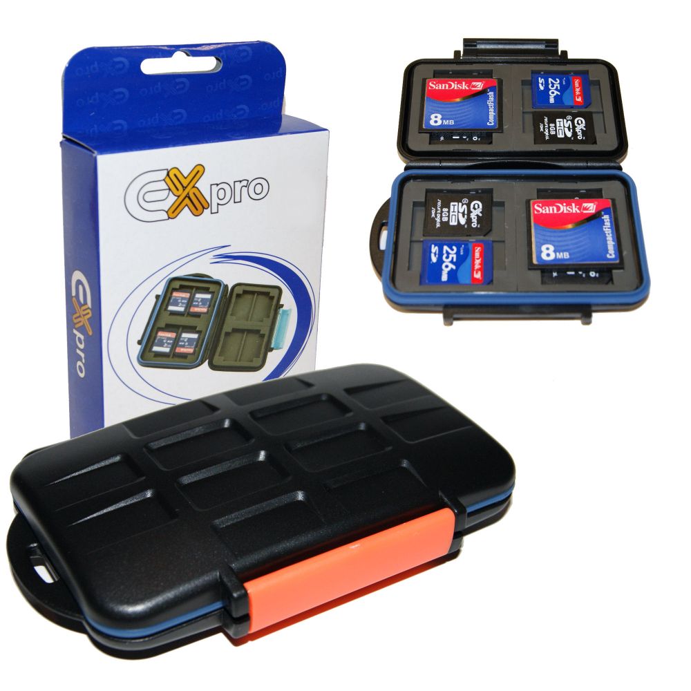 Ex-Pro® Tough-store Waterproof Memory Card Case for [With 2 x Ex-Pro®Class 10 4GB SDHC Cards] - Black