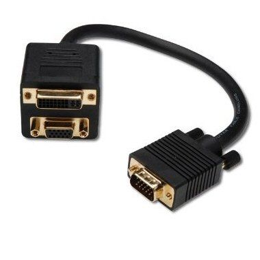 Ex-Pro Premium VGA Male to DVI-I Female & VGA Female x 2 Monitor Splitter (Split your VGA Monitor signal to VGA and DVI-I) [VGA TO...