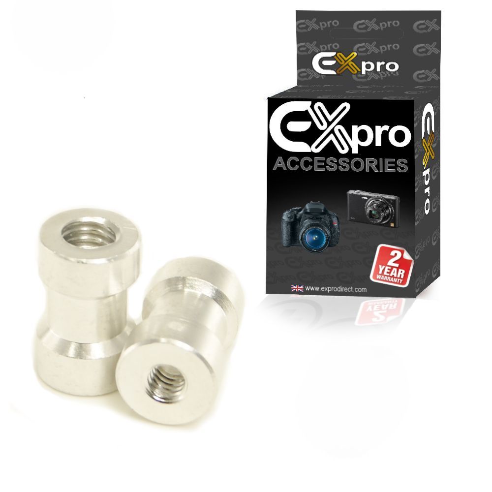 Ex-Pro 1/4''-20TPI Thread & 3/8'' Female Thread Adapter for Light Stand, Tripod, Flash Holder & Ballhead [2 Pack]