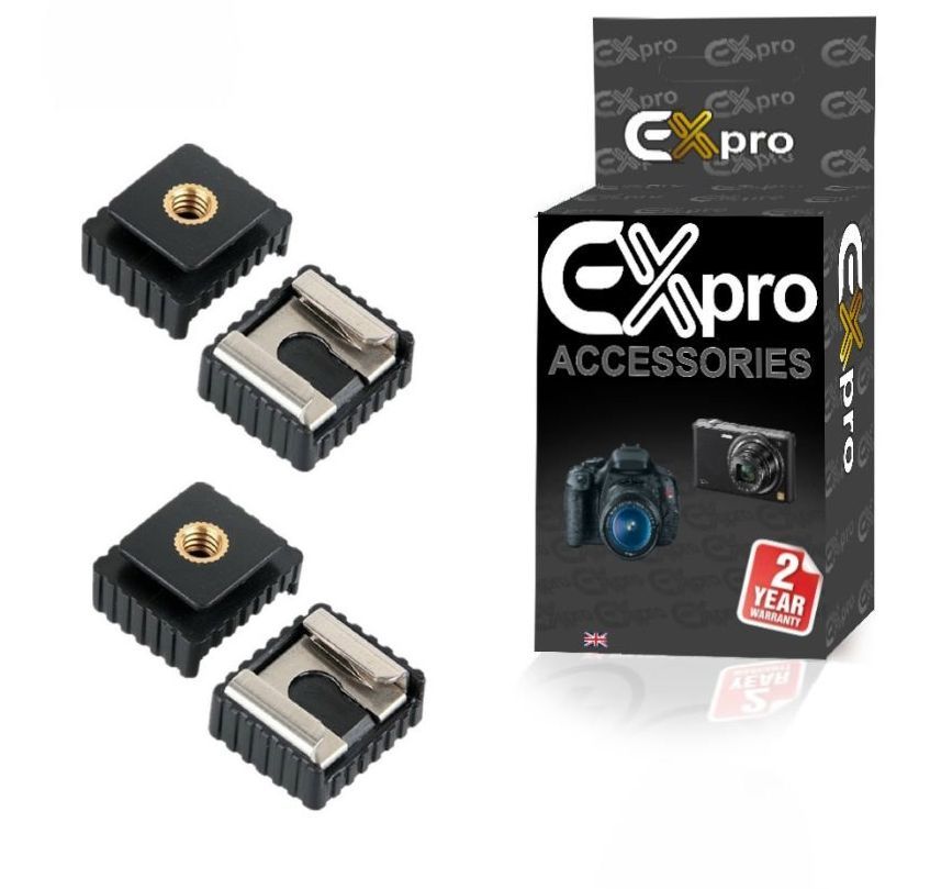 Ex-Pro Flash Hot Shoe Mount Adapter to 1/4" Thread for Studio Light Stand Tripod [Pack of 2]