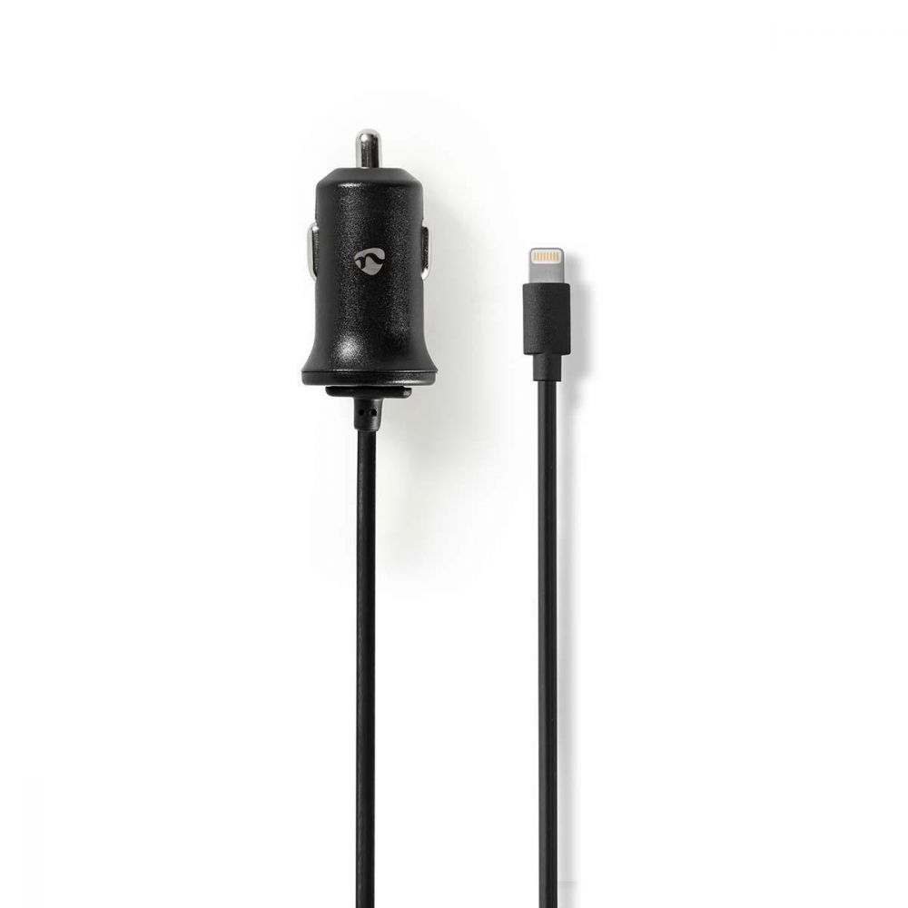 Nedis In Car Charger 2.4A Fixed cable MFI Approved for iPhone iPad Lighting