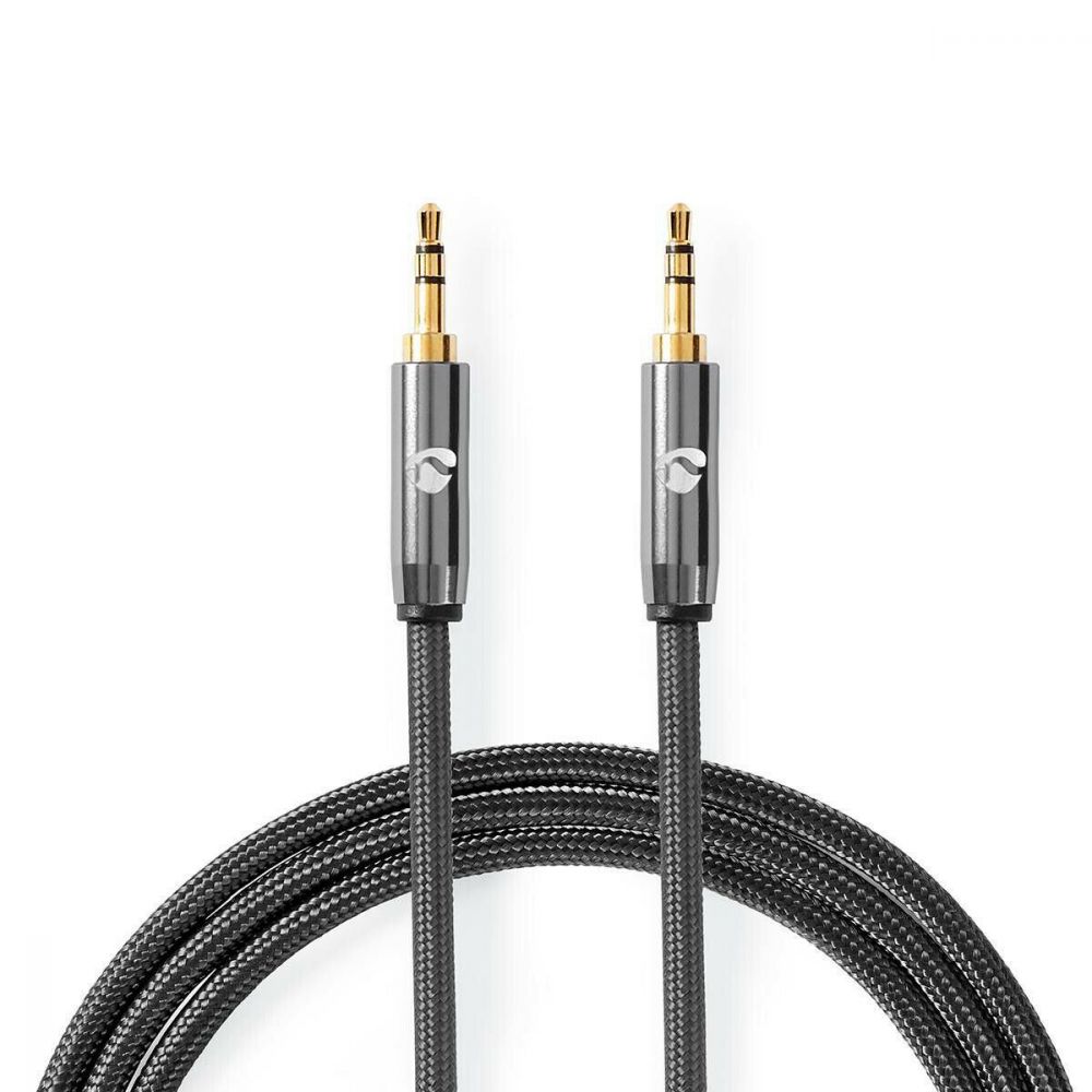 Image of Nedis 1m Profigold AUX Cable, Braided Stereo 3.5mm Jack Male to Male Audio Cable, Gold Plated, for Phone, Headphones, Car, TV, PC,...