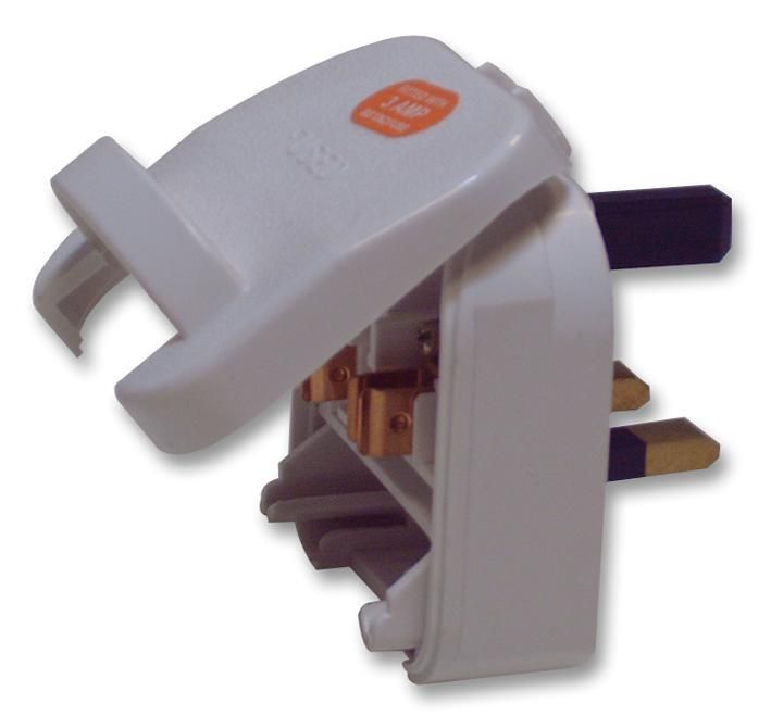 SCP Euro Plug Converter 2 Pin Schuko SCP Plug to Fused 3 Pin UK Mains 3A White