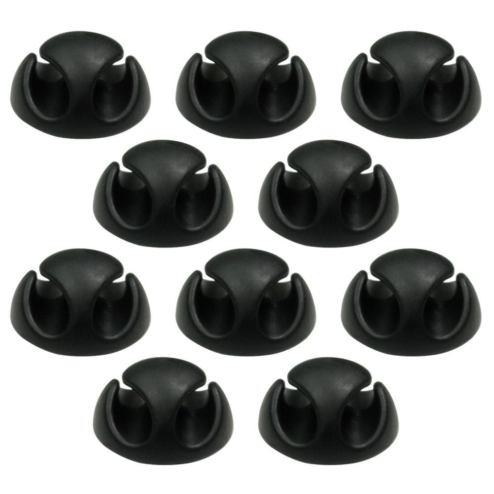 10 Pack Double Cable Desk Tidy Clips, Self Adhesive Cord Holder Clips for USB Power Wire PC Office Home, Black