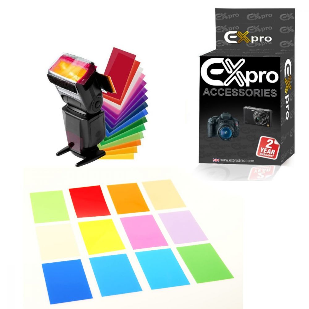 Ex-Pro 12 Color Balance effect Gel filters flash Diffuser Kit for Speedlite Canon Nikon Sony & More