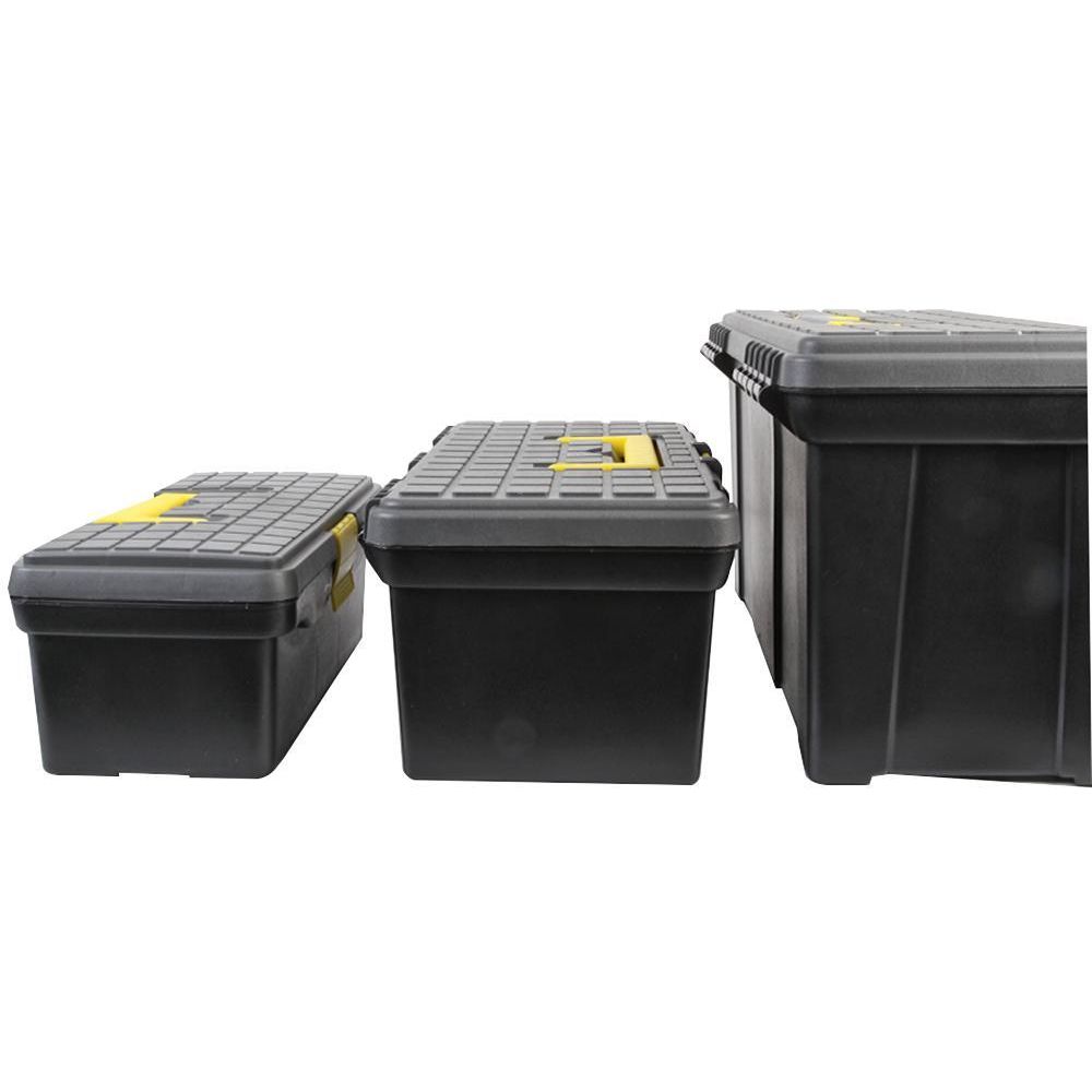 3x Tool Tough Portable Storage Box With Removable Organisation Tray SET
