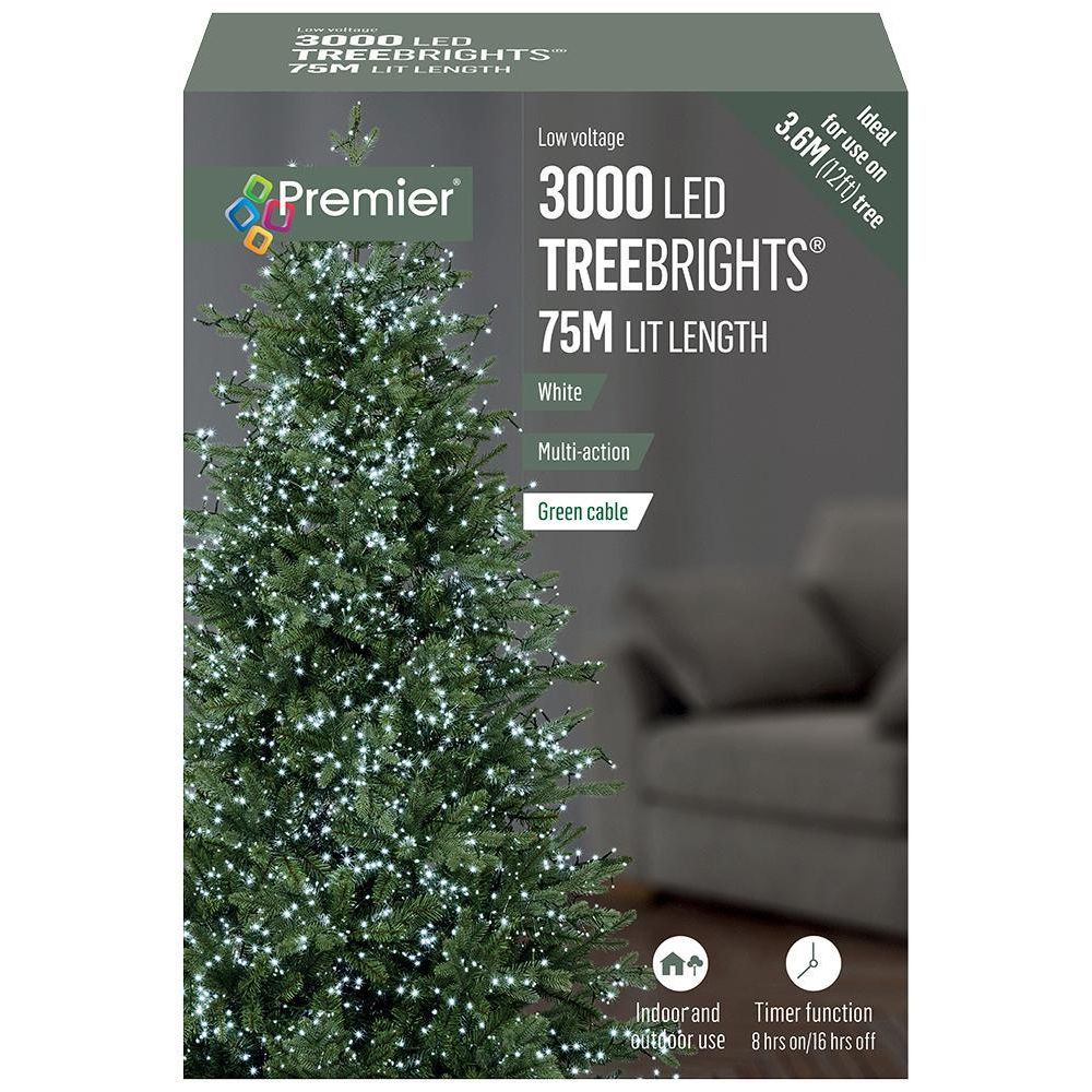 3000 LED White Christmas Tree Lights with Timer, 80m