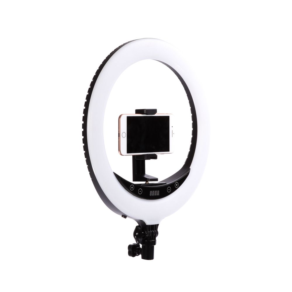 Ex-Pro Yakephoto 14" LED Ring Light Kit 25W 3200K-5700K CRI 95+ Dimmable + Carry Case and Accessories for Video Shooting Portrait...