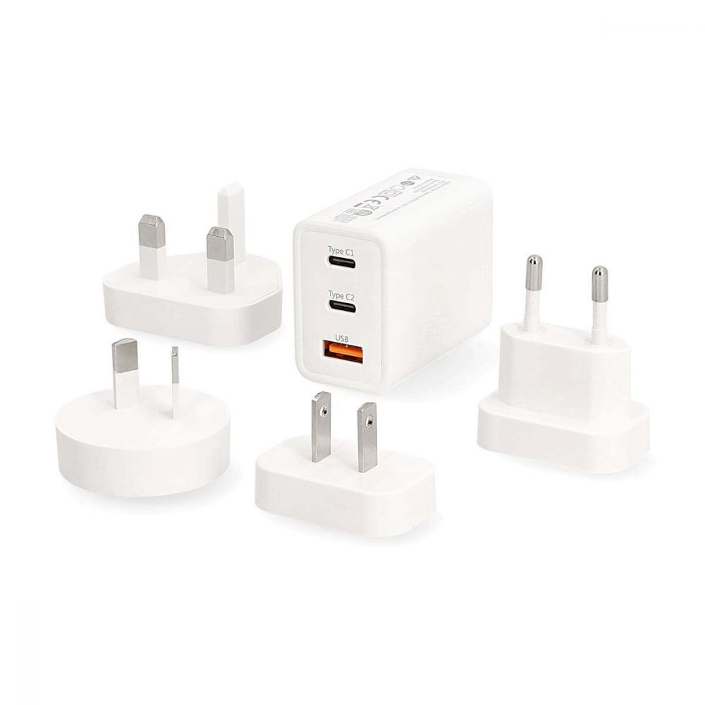 Nedis 65W GaN USB C Fast Charger 3-Port UK / EUROPE / USA / Canada / Australia Adapter Plug for Travel